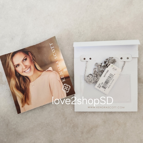 Kendra Scott Cobalt Blue Cat's Eye Elisa necklace Rhodium Silver NWT - Picture 4 of 4